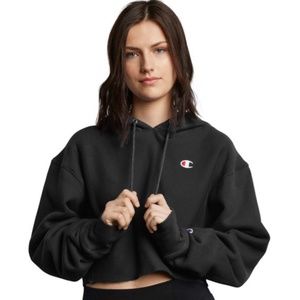 Black cropped champion hoodie